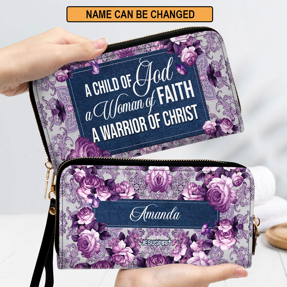 Jesuspirit | Butterfly And Roses | Beautiful Personalized Leather Clutch Purse For Women |  A Warrior Of Christ CPM19