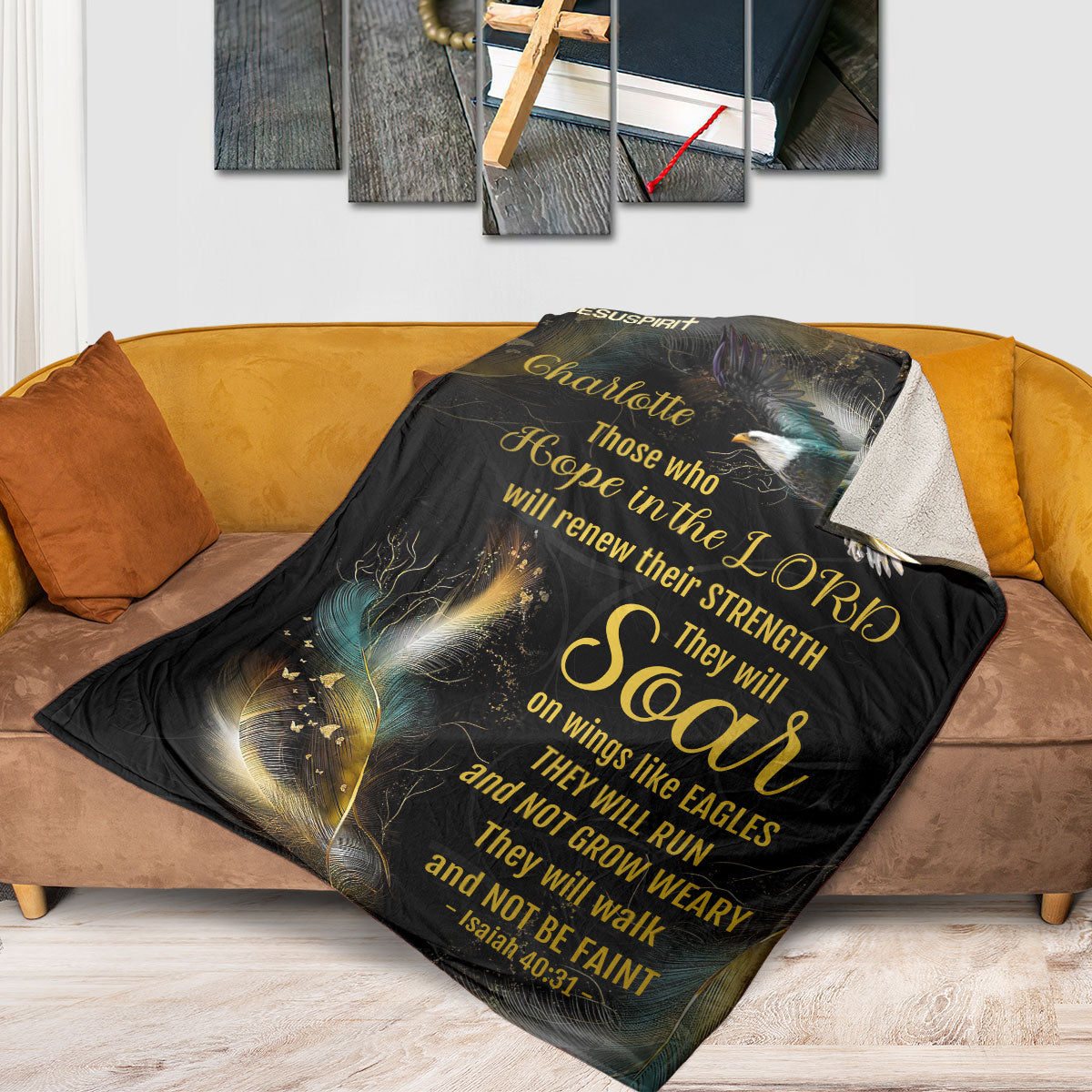 Jesuspirit Personalized Fleece Blanket | Those Who Hope In the Lord Will Renew Their Strength | Isaiah 40:31 FBHN626