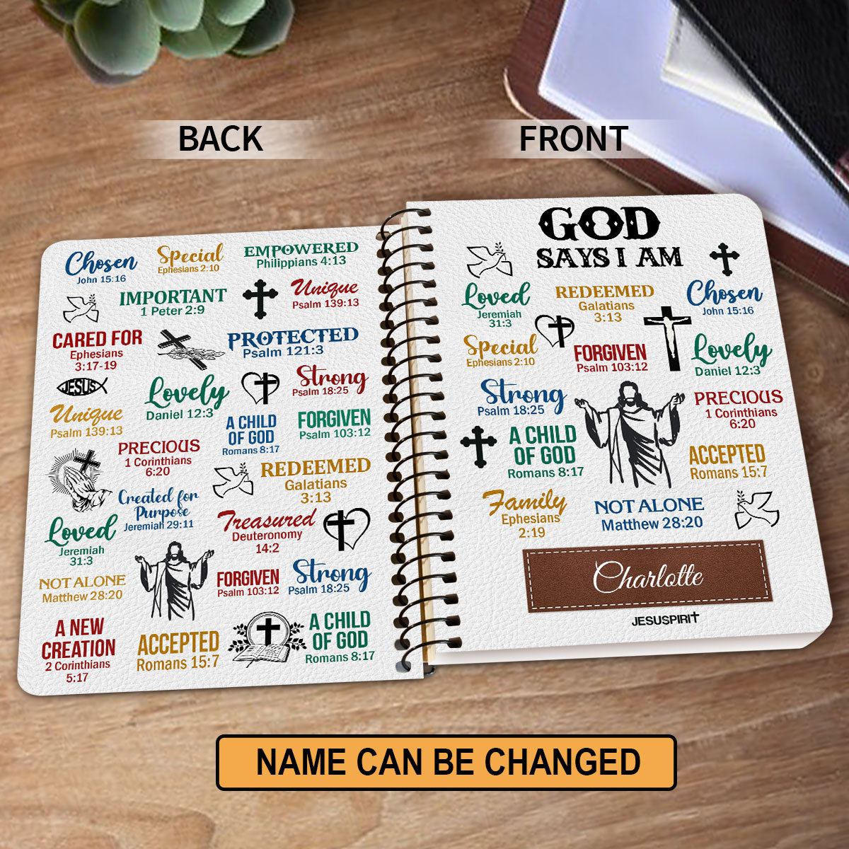 Jesuspirit | What God Says About You | Unique Religious Gifts For Christian Prayer | Personalized Spiral Journal SJH742
