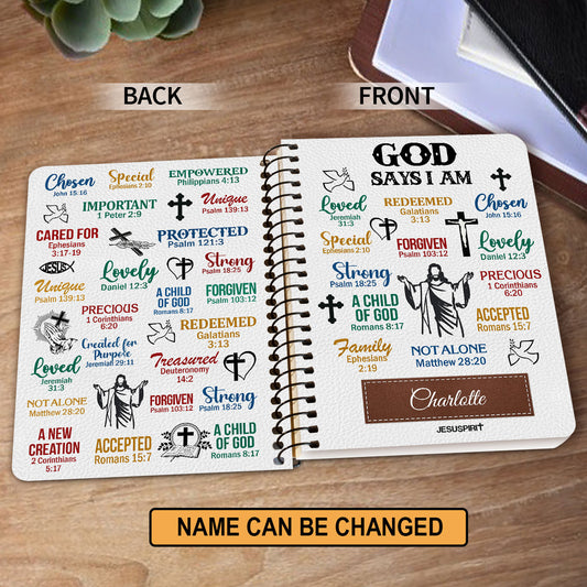 Jesuspirit | What God Says About You | Unique Religious Gifts For Christian Prayer | Personalized Spiral Journal SJH742