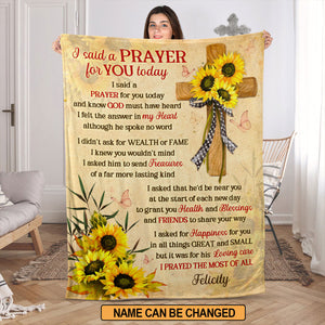 Jesuspirit | Personalized Sunflower Fleece Blanket | Best Gift For Christians | A Prayer For You Today FBH607