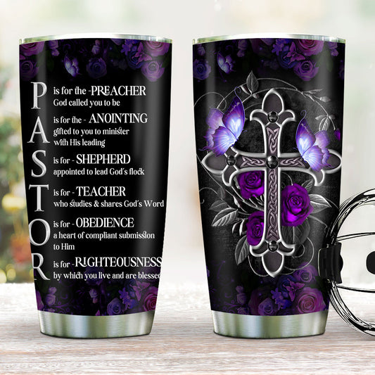 Jesuspirit | Cross Stainless Steel Tumbler 20oz | Gift For Pastors | Rose And Butterfly SSTH713