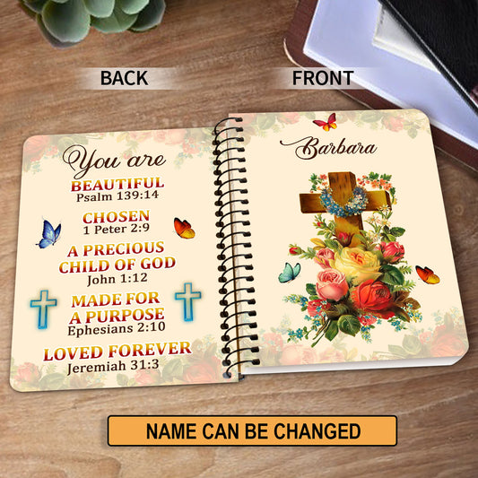 Jesuspirit | Personalized Flower Spiral Journal | Roses And Flower | A Precious Child Of God SJM705