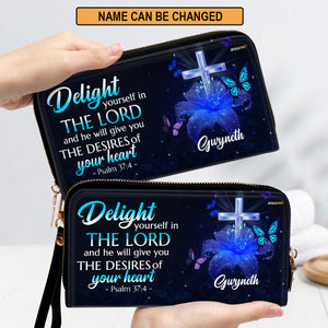 Jesuspirit | Personalized Clutch Purse | Psalm 37:4 | Delight Yourself In The Lord H39