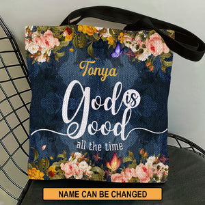 Jesuspirit | God Is Good All The Time | Flower And Butterfly | Personalized Tote Bag M14