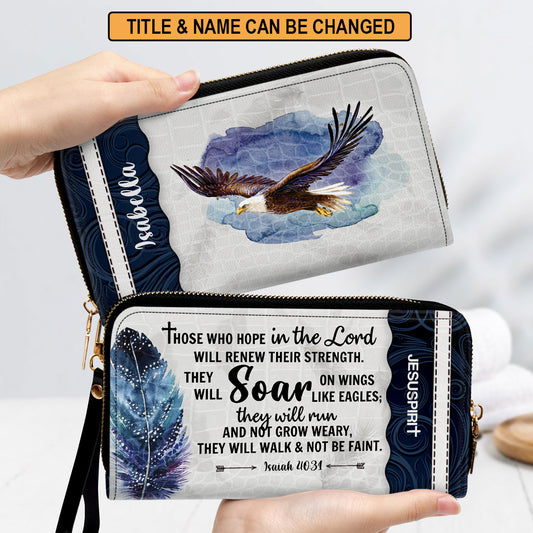 Jesuspirit | They Will Soar On Wings Like Eagles | Christ Gifts For Women Of God | Isaiah 40:31 | Personalized Clutch Purse NUHN310B