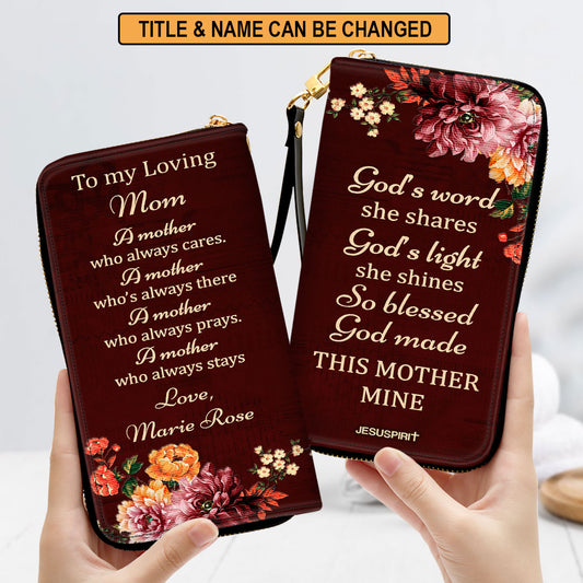 Jesuspirit | To My Loving Mom | Meaningful Christian Gift From Child To Mother | Zippered Leather Clutch Purse NUHN372B