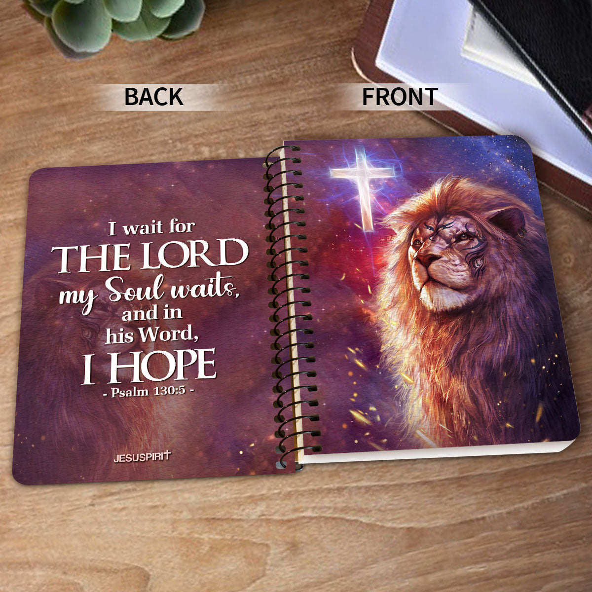 Jesuspirit Spiral Journal | Inspirational Gifts For Christian Friends | Psalm 130:5 | Lion & Cross SJH735