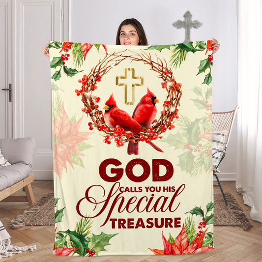 Jesuspirit | Fleece Blanket For Christian Couple | God Calls You His Special Treasure | Cardinal And Cross FBM636