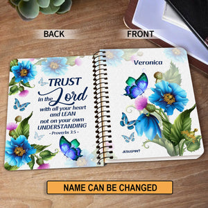 Jesuspirit | Trust In The Lord With All Your Heart | Proverbs 3:5 | Gift For Religious Woman | Personalized Spiral Journal SJH734