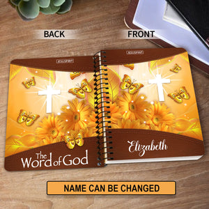 The Word Of God - Lovely Personalized Flower Spiral Journal I05