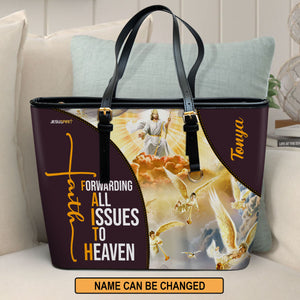 Jesuspirit | Unique Bag With Long Strap | Forwading All Issues To The Heaven | Personalized Large Leather Tote Bag M20