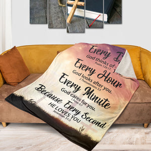 Jesuspirit | Everyday God Thinks Of You | Meaningful Gift For Christian Friends | Special Fleece Blanket FBHN600
