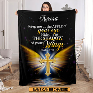 Jesuspirit | Psalm 17:8 | Hide Me In The Shadow Of Your Wings | Religious Gifts For Christian People | Personalized Fleece Blanket FBH779