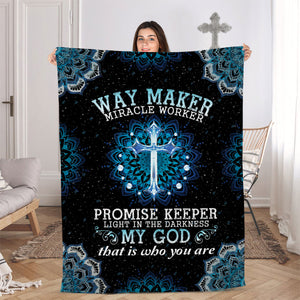 Jesuspirit | Gorgeous Fleece Blanket | Way Maker And Miracle Worker | Cross And Flower FBM638
