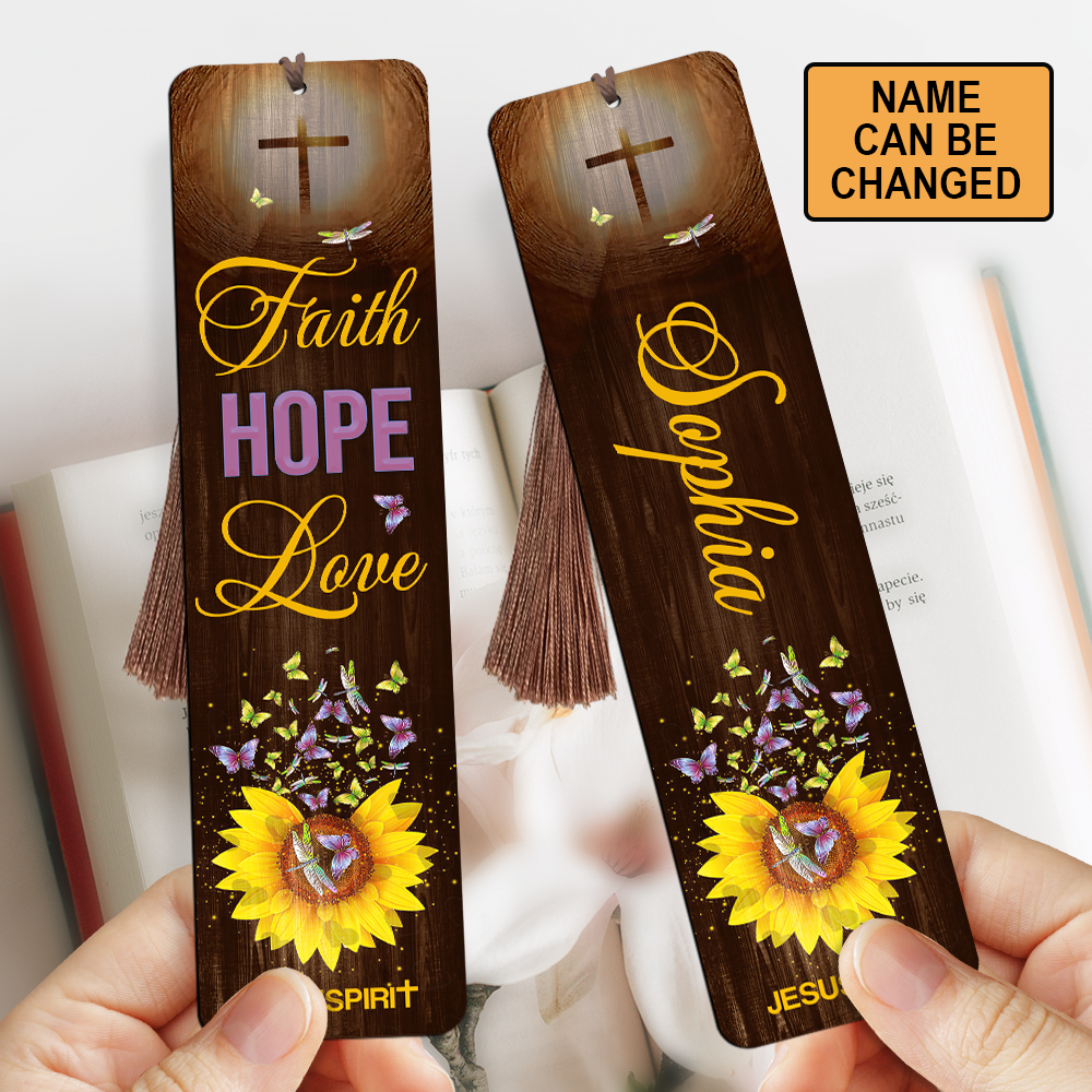 Meaningful Personalized Wooden Bookmarks - Faith Hope Love BM18