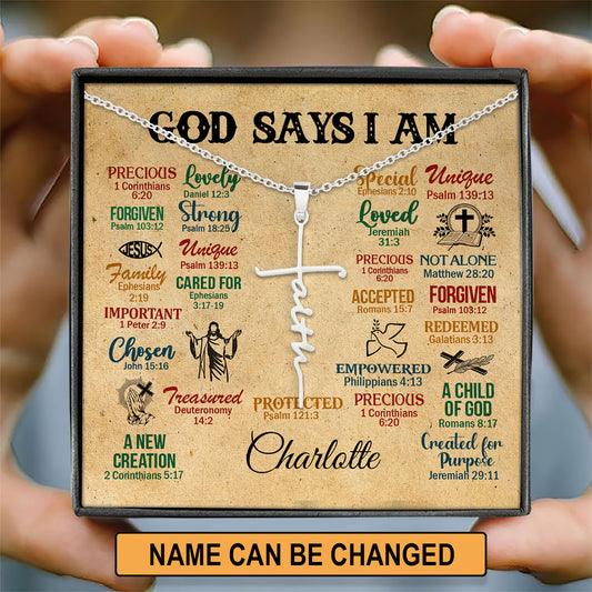 Jesuspirit | Unique Religious Gifts With Bible Verses For Christian Women | What God Says About You | Personalized Faith Cross Necklace FCNH742