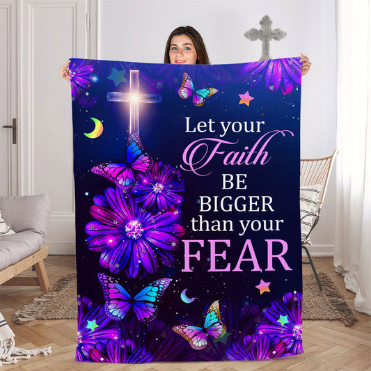 Jesuspirit | Let Your Faith Be Bigger Than Your Fear | Daisy & Butterfly | Hebrews 13:6 | Fleece Blanket FBM645