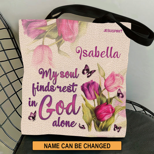 Jesuspirit | Gorgeous Personalized Tote Bag | Religious Gift For Christian Women | Tulip And Butterfly TBHN654