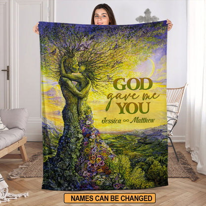 Jesuspirit | Spiritual Marriage Gifts | God Gave Me You | Romantic Personalized Fleece Blanket For Christian Couples FBH823