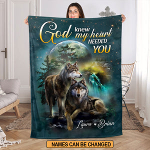 Jesuspirit | God Knew My Heart Neeeded You | Best Valentine Gifts For Christian Couple | Personalized Fleece Blanket FBH822