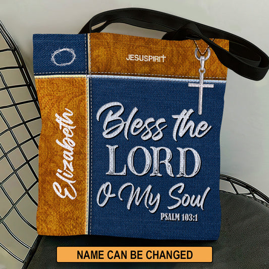 Jesuspirit Personalized Tote Bag | Psalm 103:1 | Bless The Lord O My Soul | Christian Gift Ideas For Religious Women TBHN675