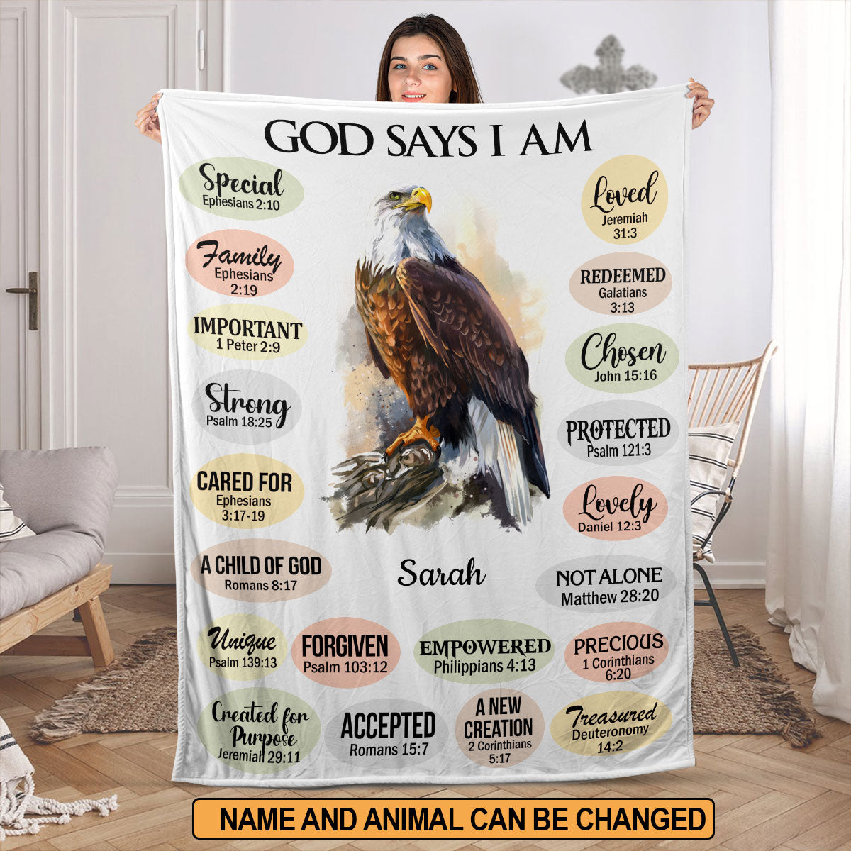 Jesuspirit | Thoughtful Spiritual Gifts Scripture For Christian People | Personalized Animal Fleece Blanket | What God Says About You FBH740