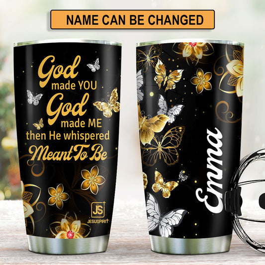 Jesuspirit | Personalized Butterfly Stainless Steel Tumbler 20oz | God Made You God Made Me | Religious Couple Gifts For Christians SSTHN664