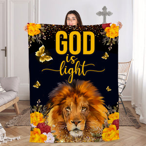 Jesuspirit | God Is Light | Lion And Roses | Faithful Gift For Christian People | Fleece Blanket FBM649