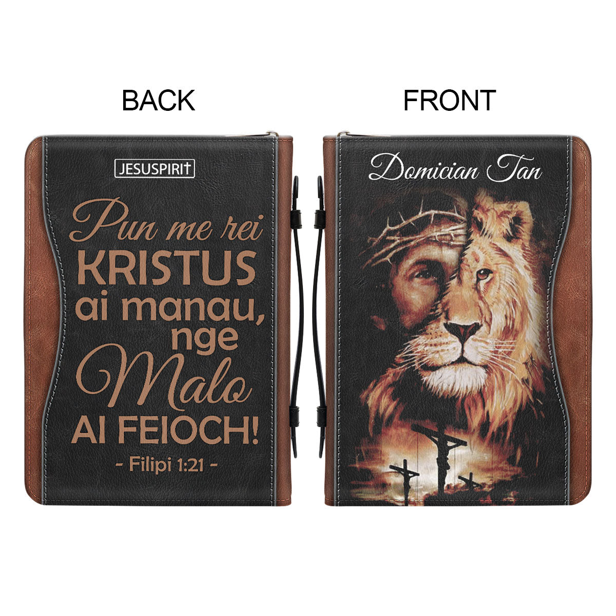 Jesuspirit | Pun Me Rei Kristus Ai Manau Nge Malo Ai Feioch | Personalized Zippered Bible Cover With Handle | Gift For Pastor NUM461C