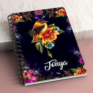 Jesuspirit Brilliant Personalized Flowers Spiral Journal | Meaningful Gift For Christian People | Psalm 46:1 | God Is My Refuge And Strength SJ1