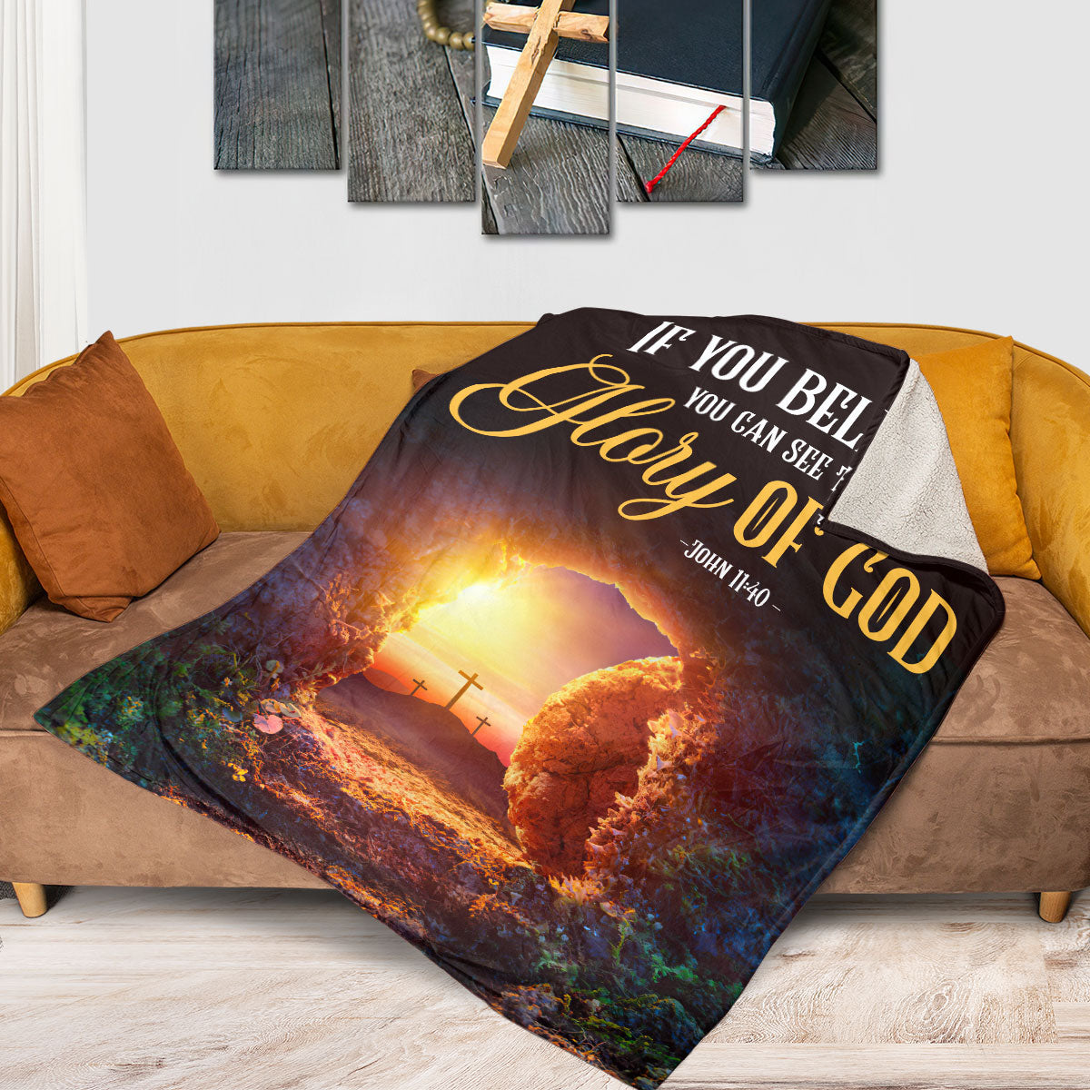 Jesuspirit | If You Believe You Can See The Glory Of God | John 11:40 | Stunning Cross Fleece Blanket FBM637