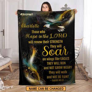 Jesuspirit Personalized Fleece Blanket | Those Who Hope In the Lord Will Renew Their Strength | Isaiah 40:31 FBHN626
