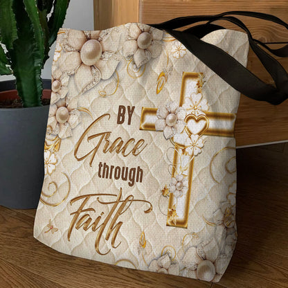 By Grace Through Faith - Beautiful Cross Tote Bag AM210