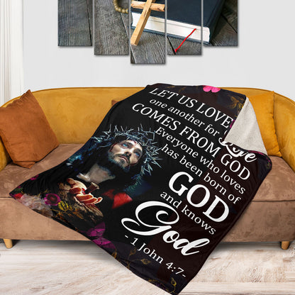 Jesuspirit | Everyone Who Loves Has Been Born Of God And Knows God | 1 John 4:7 | Jesus Fleece Blanket FBM634