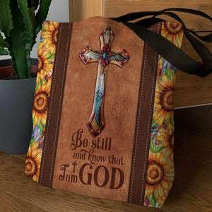 Be Still And Know That I Am God - Special Sunflower Cross Tote Bag NM135