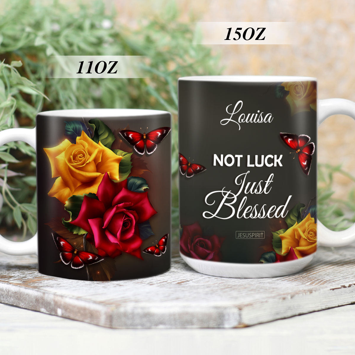 Awesome Personalized White Ceramic Mug - Not Luck, Just Blessed H08