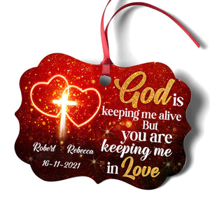 Sweet Personalized Aluminium Ornament - You Are Keeping Me In Love NM123