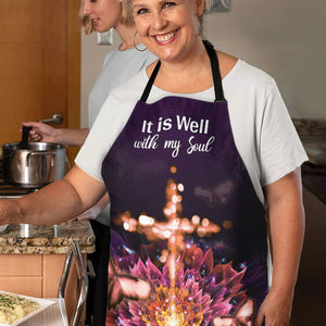 Jesuspirit Apron With Adjustable Neck Strap | It Is Well With My Soul | Flower & Cross | Saintly Gift For Christians HN162