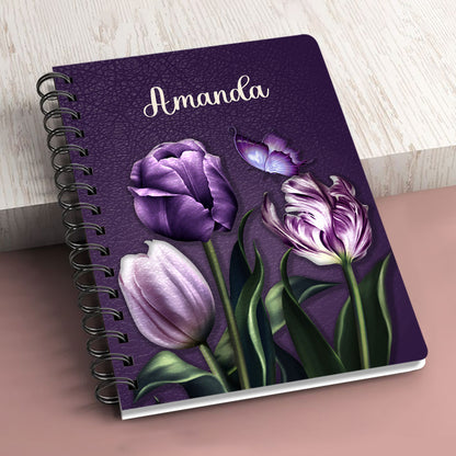 Beautiful Personalized Flower Spiral Journal - For God So Loved The World HN26