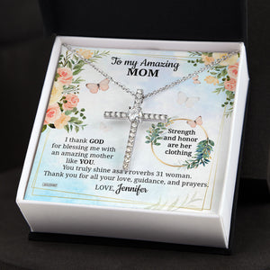 Meaningful Personalized CZ Cross - To My Amazing Mom NUH405