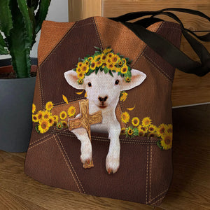Cute Lamb And Cross Tote Bag NM140