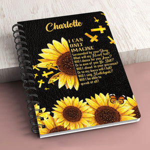 Jesuspirit Personalized Spiral Journal | I Can Only Imagine | Sunflower And Cross | Useful Gift For Church Members SJHN153