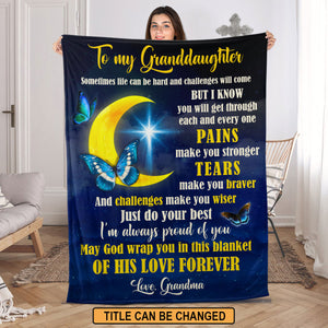 Jesuspirit | Religious Thoughtful Gifts For Granddaughter | I'm Always Proud Of You | Personalized Christian Fleece Blanket FBHN686