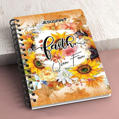 Jesuspirit Personalized Sunflower Spiral Journal | Special Gift For Christian People | God And Lamb | Faith Over Fear SJ2