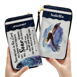 Jesuspirit | They Will Soar On Wings Like Eagles | Christ Gifts For Women Of God | Isaiah 40:31 | Personalized Clutch Purse NUHN310B