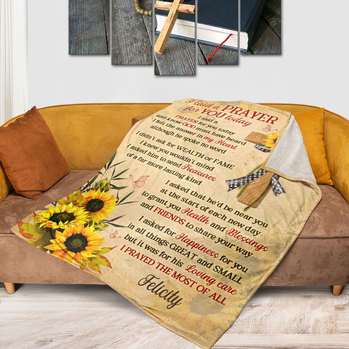 Jesuspirit | Personalized Sunflower Fleece Blanket | Best Gift For Christians | A Prayer For You Today FBH607