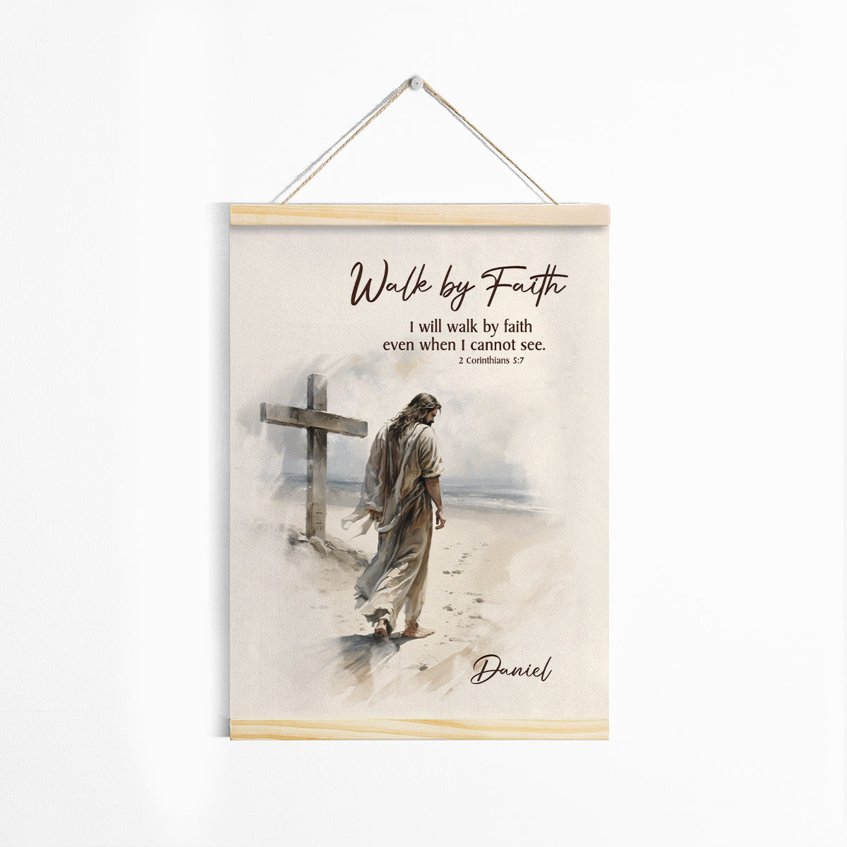 2 Corinthians 5:7 | Jesuspirit | Walk By Faith | Personalized Magnetic Canvas Frame | Jesus & Cross | Religious Gift For Christian Friends MCFHN01
