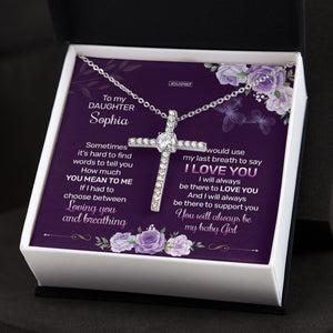 I Will Always Be There To Love You - Pretty Personalized CZ Cross NUH413