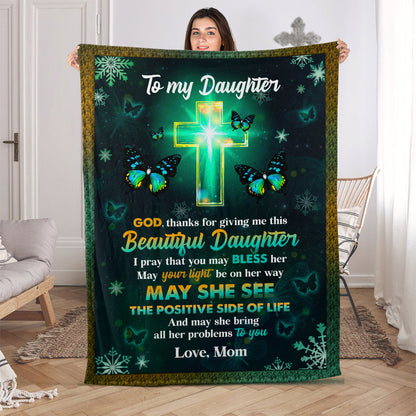 Jesuspirit Christian Fleece Blanket | Unique Spiritual Religious Gifts From Mom To Daughter | God, Thanks For Giving Me This Beautiful Daughter FBHN687